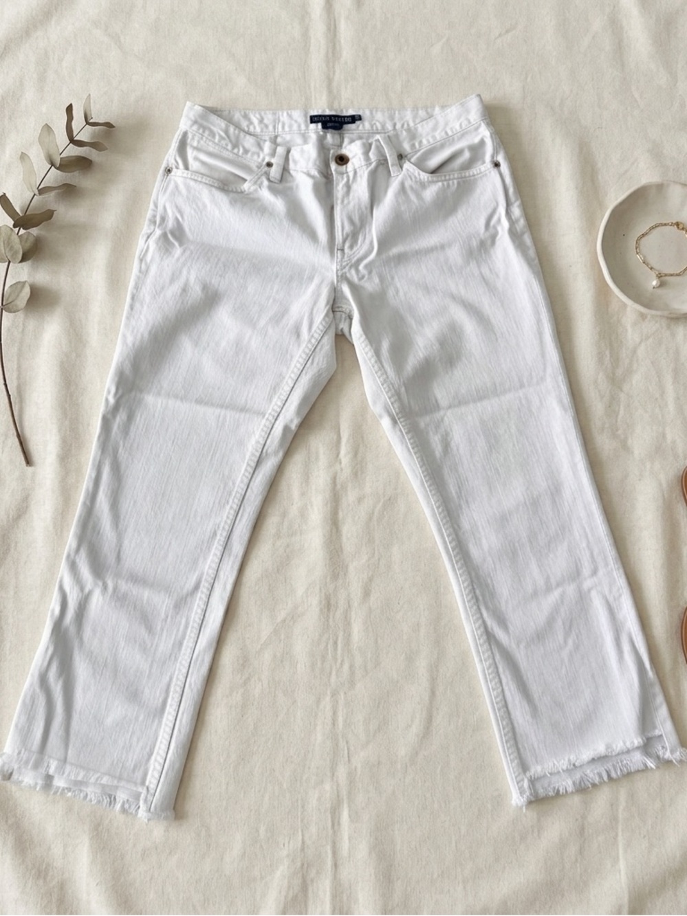 Ralph Lauren Blue Label White Jeans Women’s 30 Frayed Ankle Hem